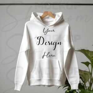White Hanging Hoodie Mockup, Front View