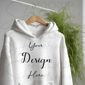White Hanging Hoodie Mockup, Front View