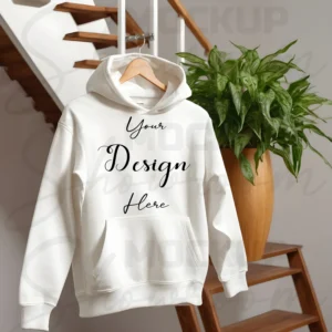 White Hanging Hoodie Mockup, Front View