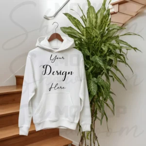 White Hanging Hoodie Mockup, Front View