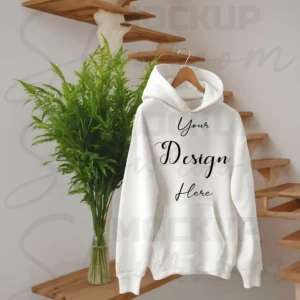 White Hanging Hoodie Mockup, Front View