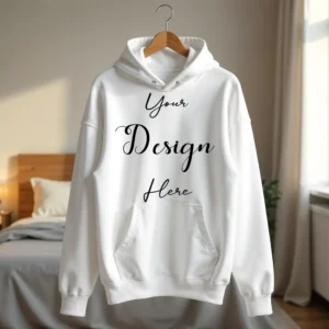 White Hanging Hoodie Mockup, Front View