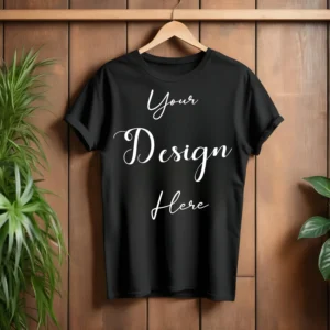 Black Hanging T-Shirt Mockup, Front View