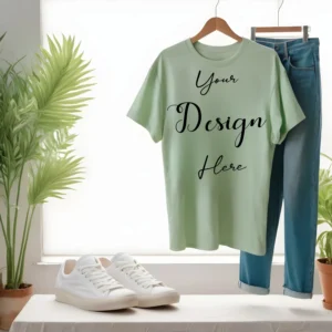Mint Hanging T-Shirt Mockup, Front View