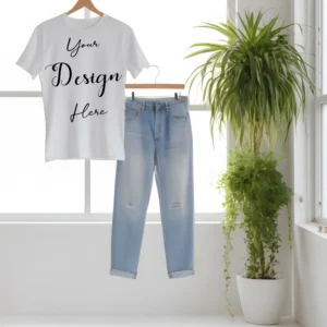 White Hanging T-Shirt Mockup, Front View