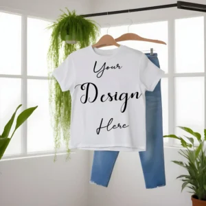 White Hanging T-Shirt Mockup, Front View