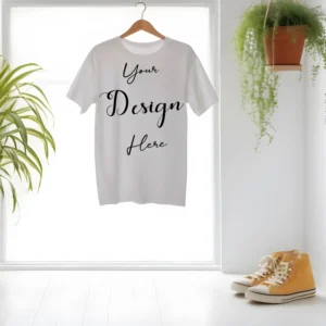 White Hanging T-Shirt Mockup, Front View