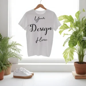 White Hanging T-Shirt Mockup, Front View