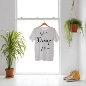 White Hanging T-Shirt Mockup, Front View
