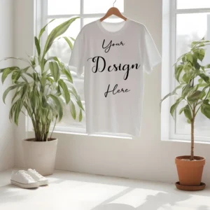 White Hanging T-Shirt Mockup, Front View