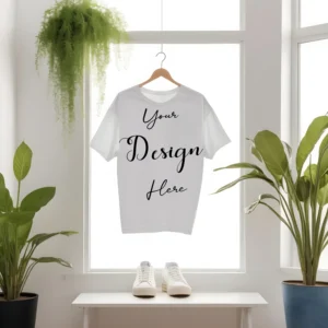 White Hanging T-Shirt Mockup, Front View