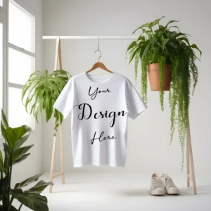 White Hanging T-Shirt Mockup, Front View