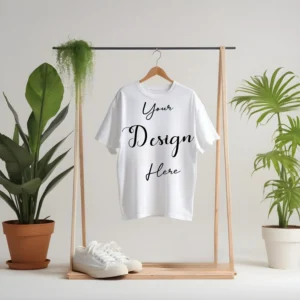 White Hanging T-Shirt Mockup, Front View