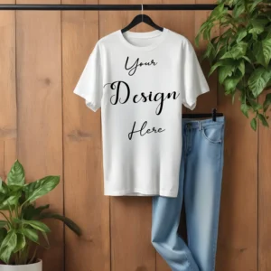 White Hanging T-Shirt Mockup, Front View