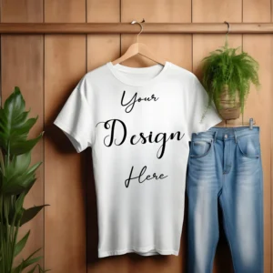 White Hanging T-Shirt Mockup, Front View