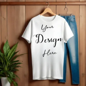 White Hanging T-Shirt Mockup, Front View