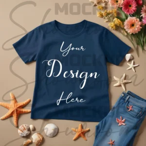 Dark Blue Flat Lay T-Shirt Mockup