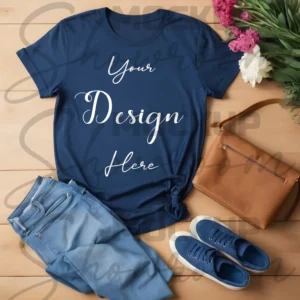 Dark Blue Flat Lay T-Shirt Mockup