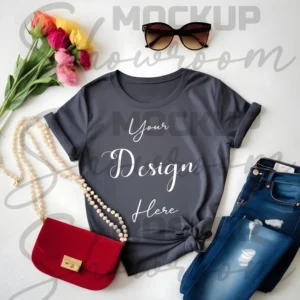 Dark Gray Flat Lay T-Shirt Mockup