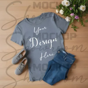 Dark Gray Flat Lay T-Shirt Mockup