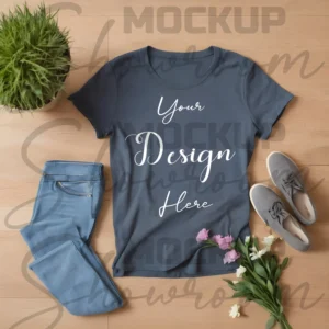 Dark Gray Flat Lay T-Shirt Mockup