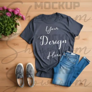 Dark Gray Flat Lay T-Shirt Mockup