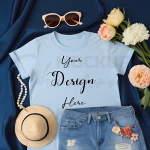 Light Blue Flat Lay T-Shirt Mockup