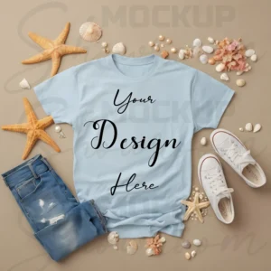 Light Blue Flat Lay T-Shirt Mockup