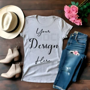 Light Gray Flat Lay T-Shirt Mockup