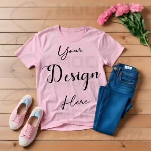 Light Pink Flat Lay T-Shirt Mockup