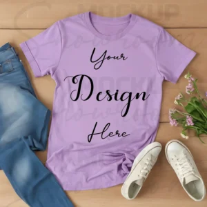 Light Purple Flat Lay T-Shirt Mockup