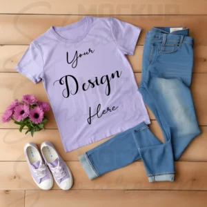 Light Purple Flat Lay T-Shirt Mockup