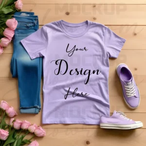 Light Purple Flat Lay T-Shirt Mockup