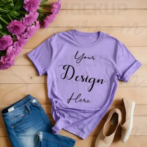 Light Purple Flat Lay T-Shirt Mockup
