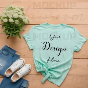 Mint Flat Lay T-Shirt Mockup