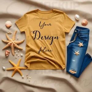 Mustard Flat Lay T-Shirt Mockup