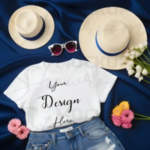 White Flat Lay T-Shirt Mockup