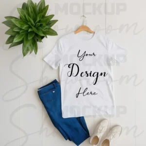 White Flat Lay T-Shirt Mockup