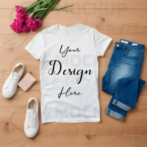 White Flat Lay T-Shirt Mockup