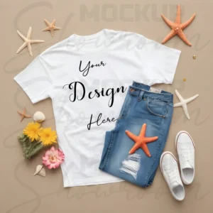 White Flat Lay T-Shirt Mockup