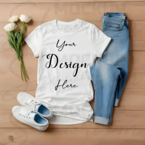White Flat Lay T-Shirt Mockup