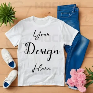 White Flat Lay T-Shirt Mockup