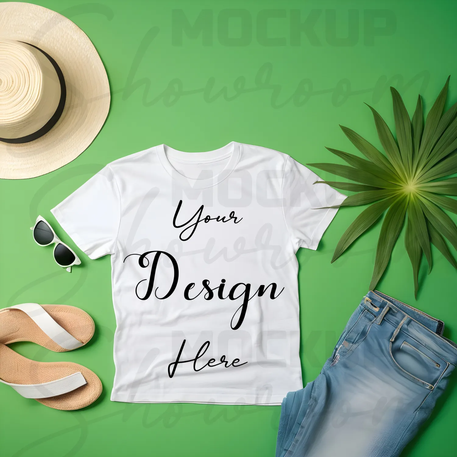 White Flat Lay T-Shirt Mockup