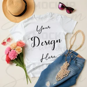 White Flat Lay T-Shirt Mockup