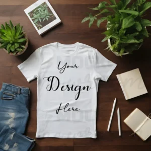 White Flat Lay T-Shirt Mockup