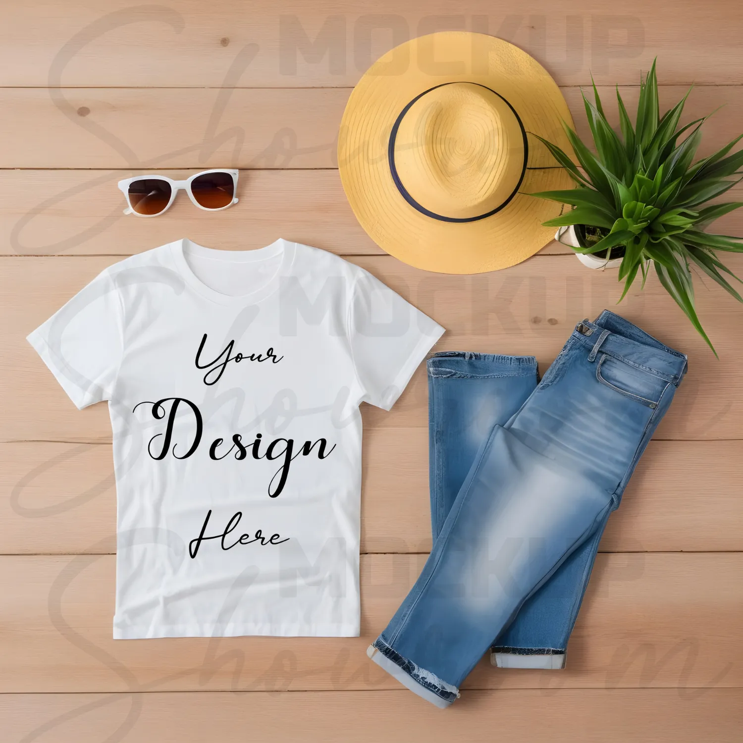 White Flat Lay T-Shirt Mockup
