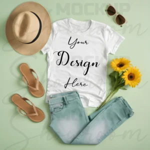 White Flat Lay T-Shirt Mockup