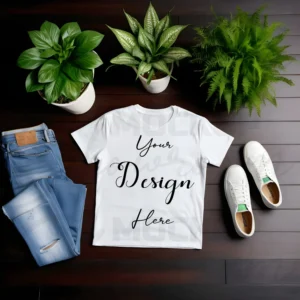White Flat Lay T-Shirt Mockup