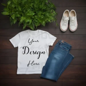 White Flat Lay T-Shirt Mockup