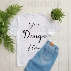 White Flat Lay T-Shirt Mockup
